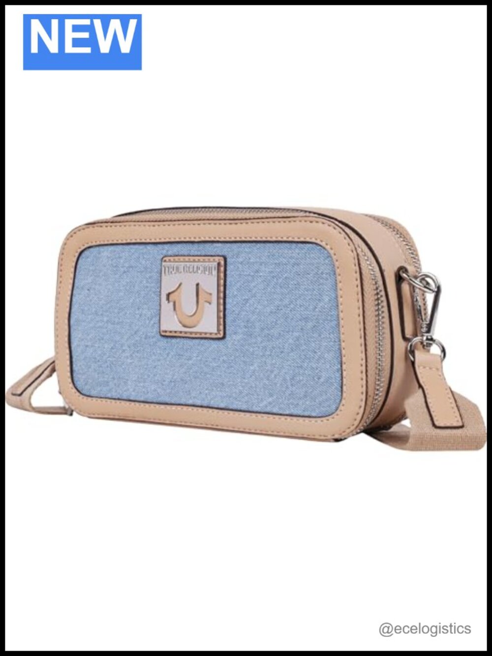 True Religion Horseshoe Plaque Crossbody Camera Bag with Adjustable Strap